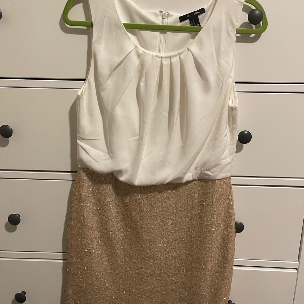 F21 Dress With Blouson Top and Sequin Skirt